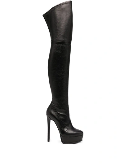 Shop Casadei Over The Knee Boots In Black