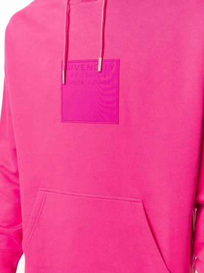 Shop Givenchy Logo Square Patch Hoodie In Pink