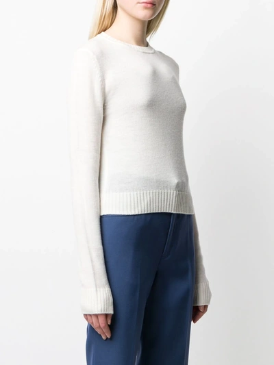 Shop Jil Sander Round-neck Fine-knit Jumper In Neutrals
