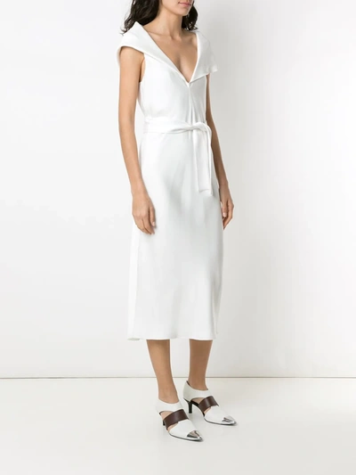 Shop Gloria Coelho Belted Midi Dress In White