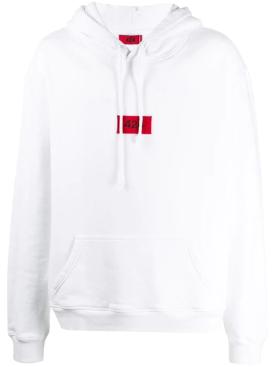 Shop 424 Embroidered Logo Patch Boxy Fit Hoodie In White