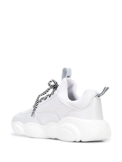 Shop Moschino Teddy Run Lace-up Sneakers In White
