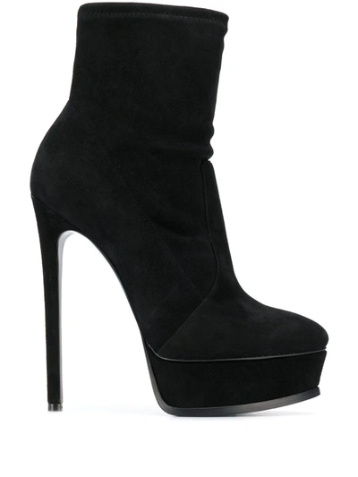 Casadei Blade Stiletto Platform Boots In Black