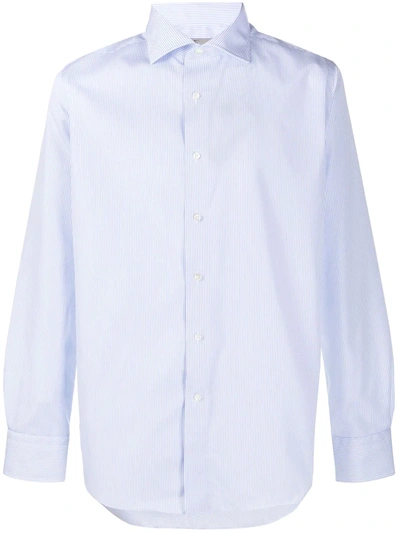 Shop Canali Striped Print Shirt In Blue