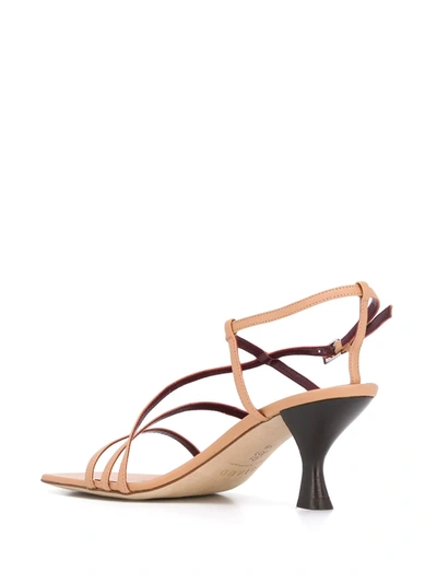 Shop Staud Square Front Heeled Sandals In Neutrals