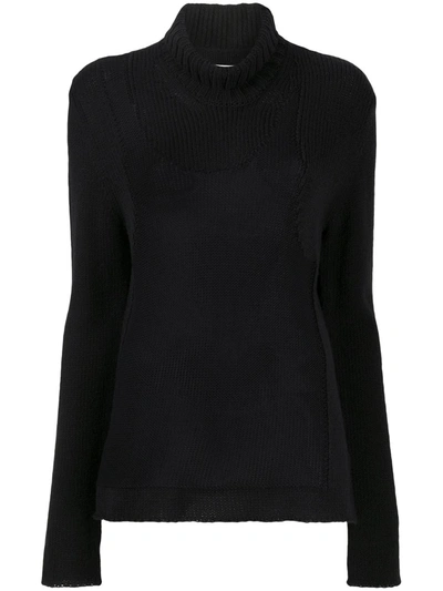 Shop Mm6 Maison Margiela Panelled Knitted Jumper In Black