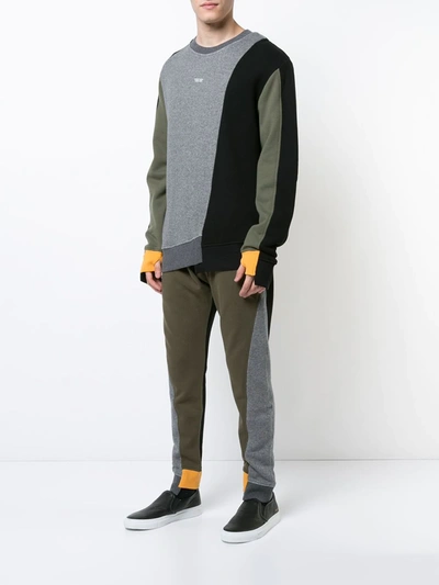 Mostly Heard Rarely Seen Mixed-media Asymmetric Crewneck Sweatshirt In Grey