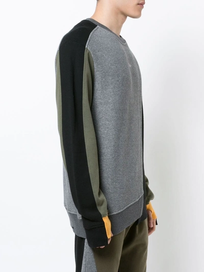 Mostly Heard Rarely Seen Mixed-media Asymmetric Crewneck Sweatshirt In Grey
