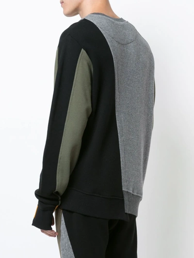 Mostly Heard Rarely Seen Mixed-media Asymmetric Crewneck Sweatshirt In Grey