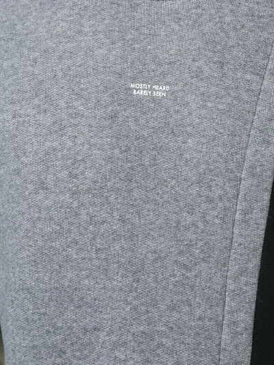 Mostly Heard Rarely Seen Mixed-media Asymmetric Crewneck Sweatshirt In Grey