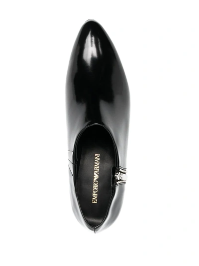 Shop Emporio Armani Block Heel Ankle Boots In Black