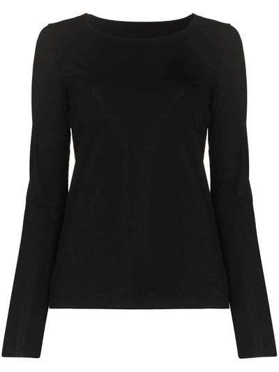 Shop Wolford Aurora Crew-neck Top In Black