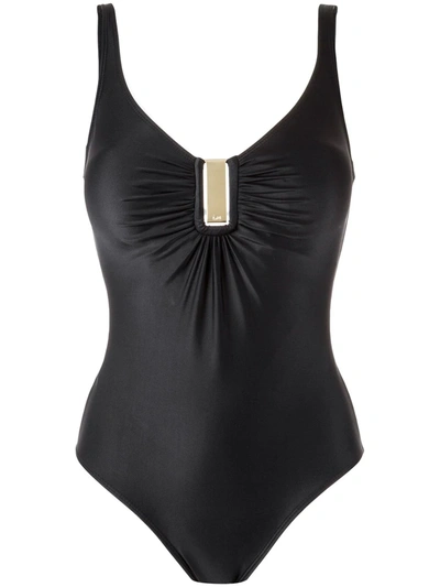 Shop Lygia & Nanny Mirassol Gathered Detail Swimsuit In Black