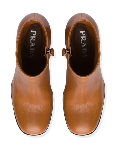 Shop Prada Platform Ankle Boots In Brown