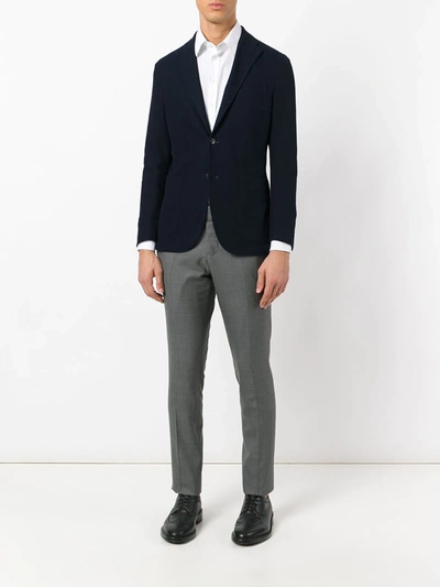 Thom Browne Classic Backstrap Side Tab Wool Pants In Grey