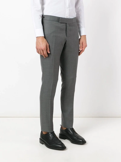 Thom Browne Classic Backstrap Side Tab Wool Pants In Grey