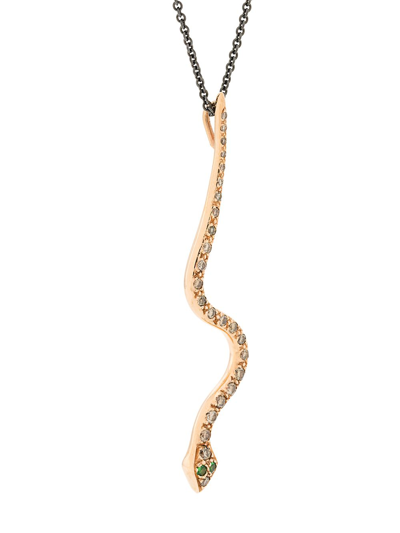 Shop Ileana Makri Snake Pendant Necklace In Metallic