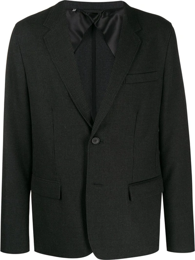 Shop Lanvin Single-breasted Check Blazer In Grey