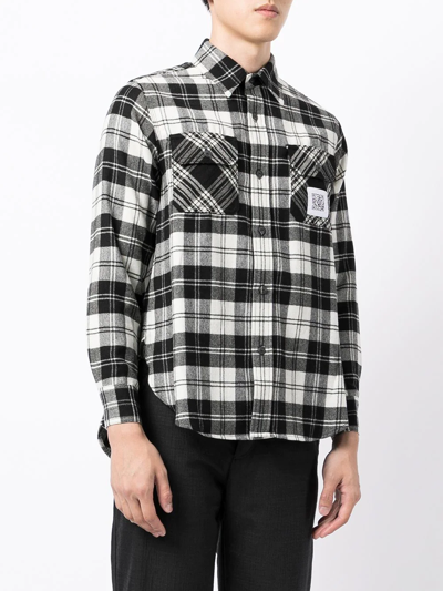 Shop Fumito Ganryu Pleated Flannel Shirt In Schwarz