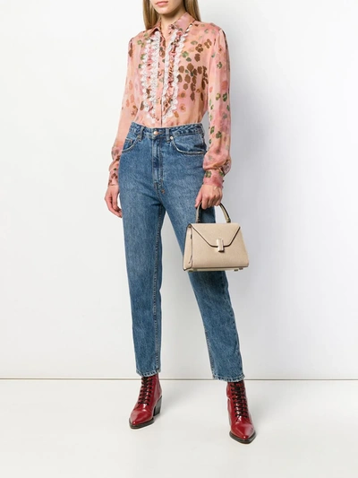Valextra Tonal Plaque Crossbody Bag In Neutrals