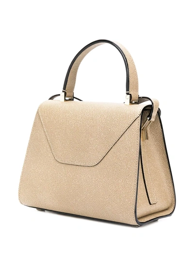 Valextra Tonal Plaque Crossbody Bag In Neutrals