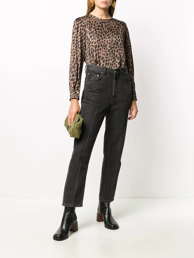 Shop 8pm Leopard-print Blouse In Brown