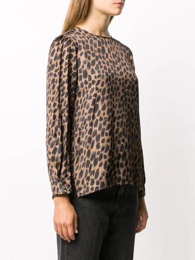 Shop 8pm Leopard-print Blouse In Brown