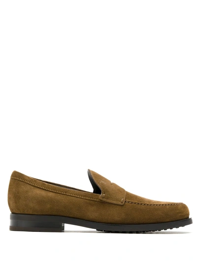 Tod's Suede Leather Loafers In Brown