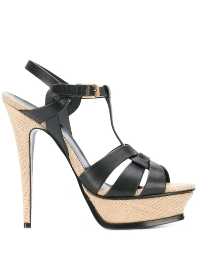 Shop Saint Laurent Tribute 105mm Sandals In Black