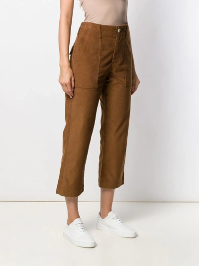 Shop Jejia High Waisted Cropped Trousers In Brown