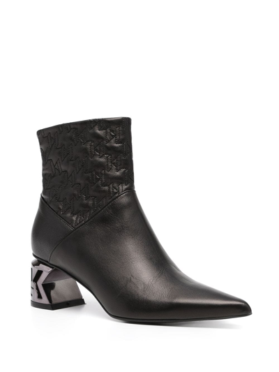 Shop Karl Lagerfeld K-blok Leather Boots In Black