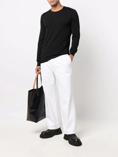 Goes Botanical Crew Neck Merino Sweatshirt In Black