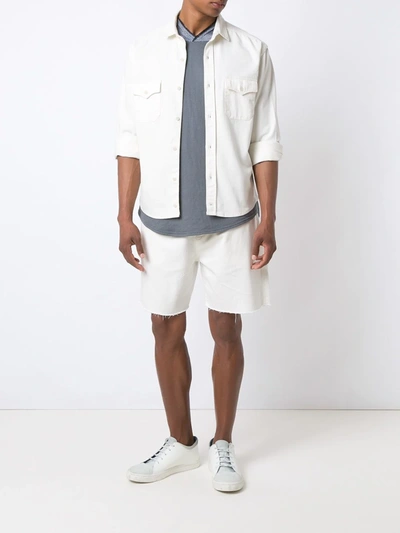 Shop Amir Slama Raw Edges Shorts In White