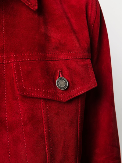 Shop Saint Laurent Buttoned Short Jacket In Red