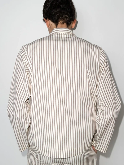 Shop Tekla Striped Organic Cotton Pajama Shirt In White