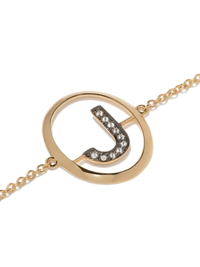 Shop Annoushka 18kt Yellow Gold Diamond Initial J Bracelet In 18ct Yellow Gold