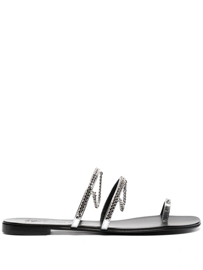 Shop Giuseppe Zanotti Catena Open-toe Sandals In Silver