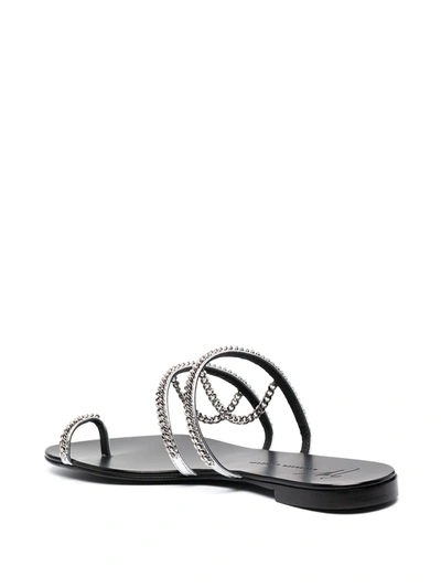 Shop Giuseppe Zanotti Catena Open-toe Sandals In Silver