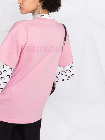 Shop Balenciaga Logo Print T-shirt In Pink
