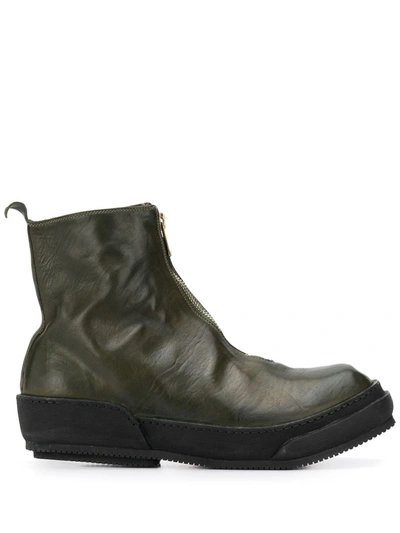 Shop Guidi Cracked-effect Ankle Boots In Green