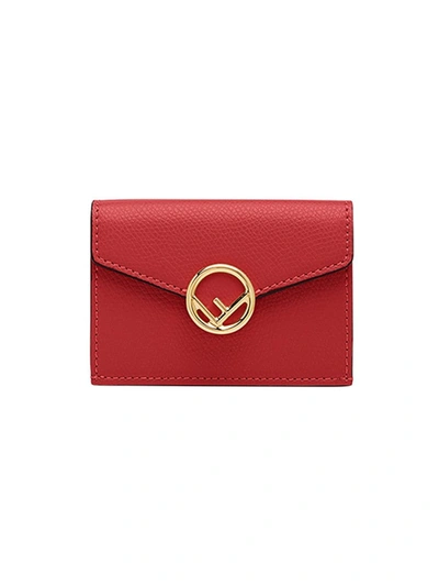 Shop Fendi F Micro Trifold Wallet In Red