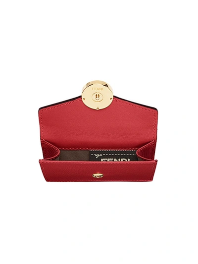 Shop Fendi F Micro Trifold Wallet In Red
