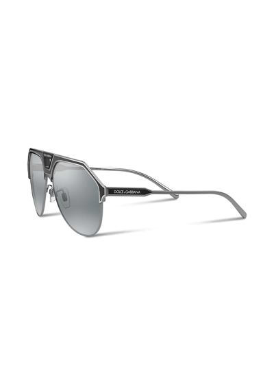 Shop Dolce & Gabbana Miami Pilot Sunglasses In Grey