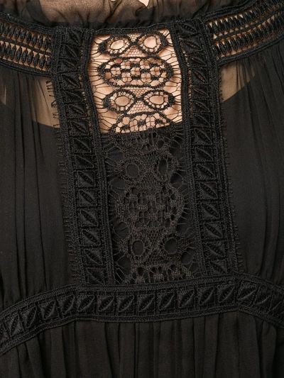 Alberta Ferretti Sheer Pleated Blouse In Black
