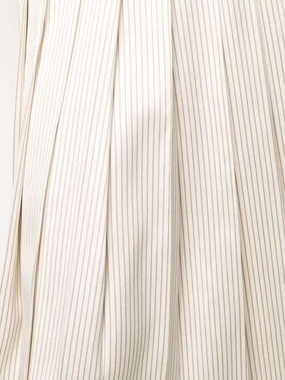 Shop Fendi Pleated Striped Skirt In White