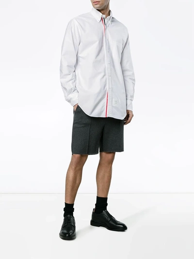 Shop Thom Browne Grosgrain Placket Oxford Shirt In White