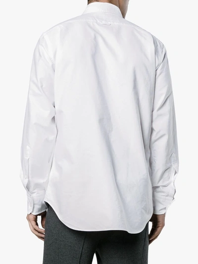 Shop Thom Browne Grosgrain Placket Oxford Shirt In White