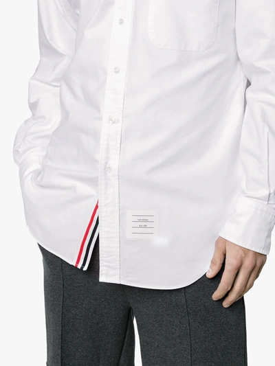 Shop Thom Browne Grosgrain Placket Oxford Shirt In White
