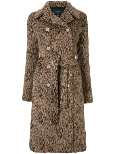 Shop Giambattista Valli Animal-print Double Breasted Coat In Brown