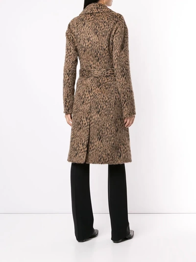 Shop Giambattista Valli Animal-print Double Breasted Coat In Brown